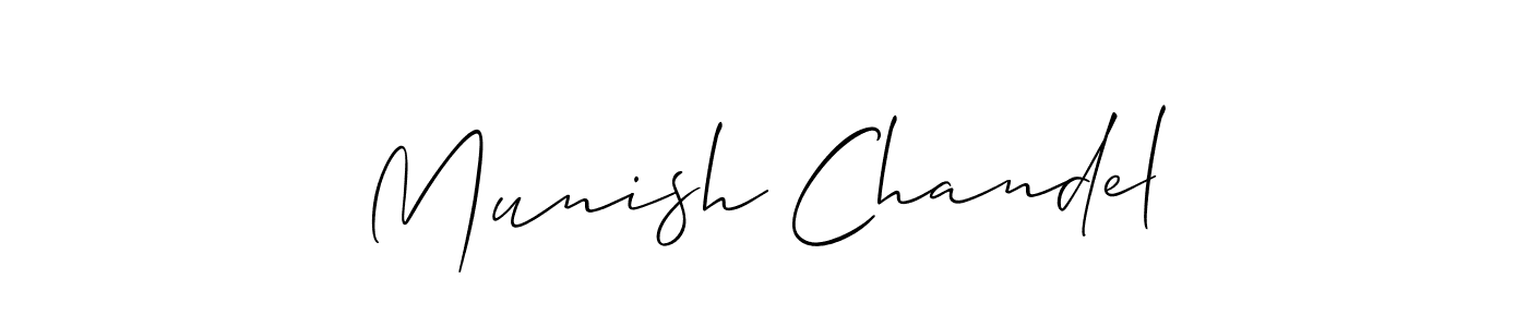 How to make Munish Chandel signature? Allison_Script is a professional autograph style. Create handwritten signature for Munish Chandel name. Munish Chandel signature style 2 images and pictures png
