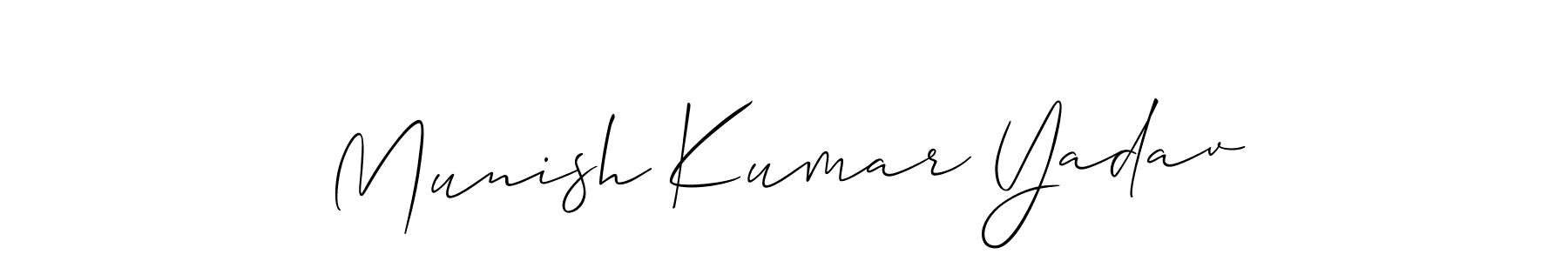 How to make Munish Kumar Yadav name signature. Use Allison_Script style for creating short signs online. This is the latest handwritten sign. Munish Kumar Yadav signature style 2 images and pictures png