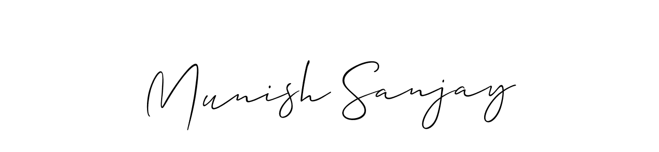 Create a beautiful signature design for name Munish Sanjay. With this signature (Allison_Script) fonts, you can make a handwritten signature for free. Munish Sanjay signature style 2 images and pictures png