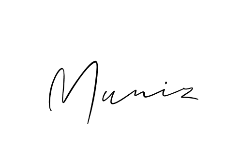 Allison_Script is a professional signature style that is perfect for those who want to add a touch of class to their signature. It is also a great choice for those who want to make their signature more unique. Get Muniz name to fancy signature for free. Muniz signature style 2 images and pictures png