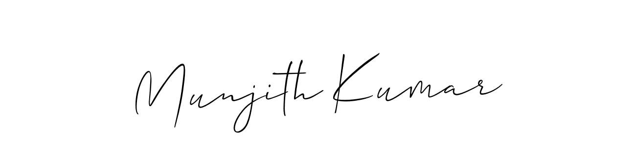 if you are searching for the best signature style for your name Munjith Kumar. so please give up your signature search. here we have designed multiple signature styles  using Allison_Script. Munjith Kumar signature style 2 images and pictures png