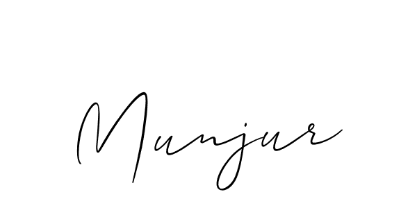 The best way (Allison_Script) to make a short signature is to pick only two or three words in your name. The name Munjur include a total of six letters. For converting this name. Munjur signature style 2 images and pictures png