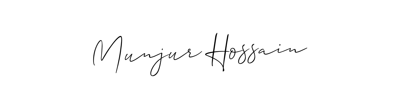 The best way (Allison_Script) to make a short signature is to pick only two or three words in your name. The name Munjur Hossain include a total of six letters. For converting this name. Munjur Hossain signature style 2 images and pictures png