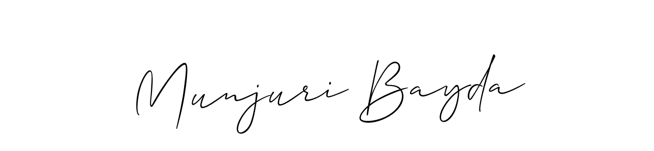 Also You can easily find your signature by using the search form. We will create Munjuri Bayda name handwritten signature images for you free of cost using Allison_Script sign style. Munjuri Bayda signature style 2 images and pictures png