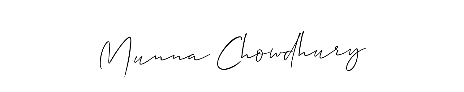 Make a short Munna Chowdhury signature style. Manage your documents anywhere anytime using Allison_Script. Create and add eSignatures, submit forms, share and send files easily. Munna Chowdhury signature style 2 images and pictures png