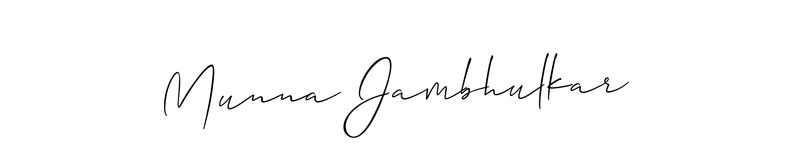 if you are searching for the best signature style for your name Munna Jambhulkar. so please give up your signature search. here we have designed multiple signature styles  using Allison_Script. Munna Jambhulkar signature style 2 images and pictures png