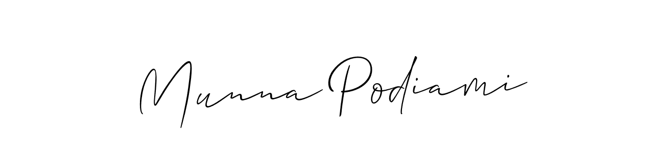 Allison_Script is a professional signature style that is perfect for those who want to add a touch of class to their signature. It is also a great choice for those who want to make their signature more unique. Get Munna Podiami name to fancy signature for free. Munna Podiami signature style 2 images and pictures png