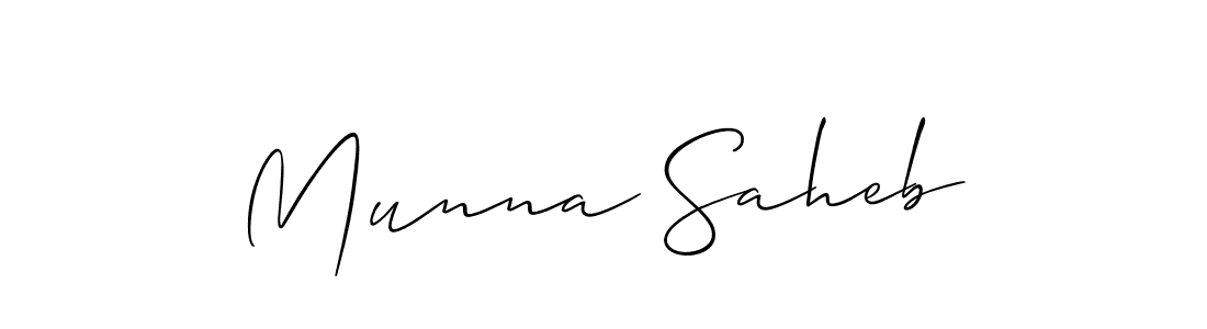 Allison_Script is a professional signature style that is perfect for those who want to add a touch of class to their signature. It is also a great choice for those who want to make their signature more unique. Get Munna Saheb name to fancy signature for free. Munna Saheb signature style 2 images and pictures png