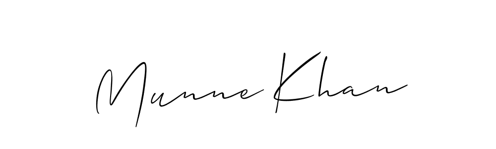 The best way (Allison_Script) to make a short signature is to pick only two or three words in your name. The name Munne Khan include a total of six letters. For converting this name. Munne Khan signature style 2 images and pictures png