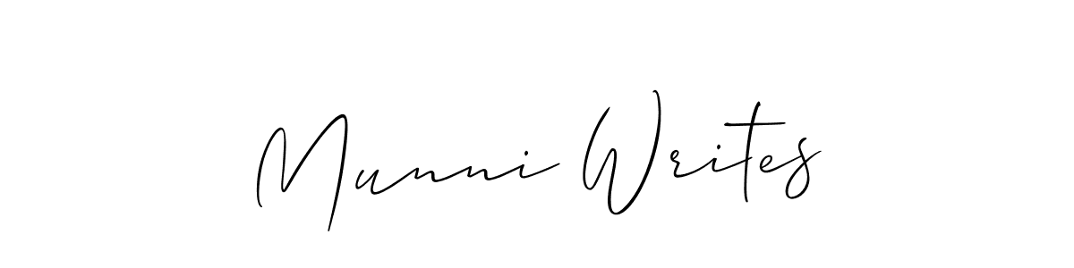 Munni Writes stylish signature style. Best Handwritten Sign (Allison_Script) for my name. Handwritten Signature Collection Ideas for my name Munni Writes. Munni Writes signature style 2 images and pictures png