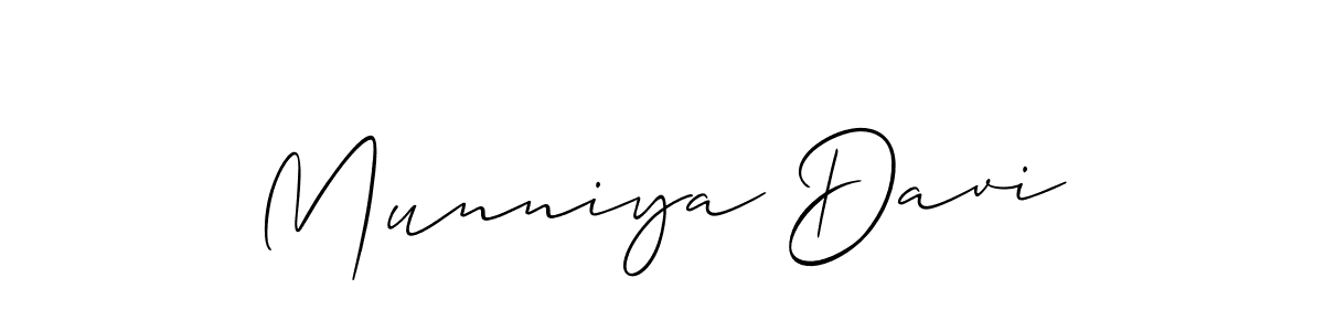 How to make Munniya Davi name signature. Use Allison_Script style for creating short signs online. This is the latest handwritten sign. Munniya Davi signature style 2 images and pictures png