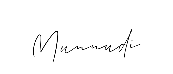 Use a signature maker to create a handwritten signature online. With this signature software, you can design (Allison_Script) your own signature for name Munnudi. Munnudi signature style 2 images and pictures png