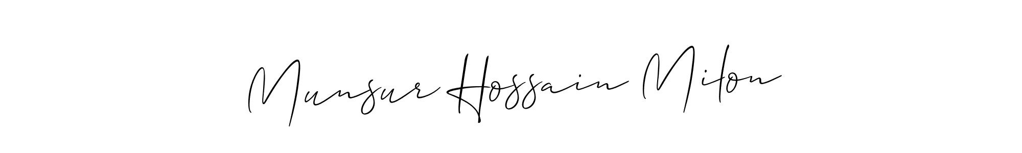 You should practise on your own different ways (Allison_Script) to write your name (Munsur Hossain Milon) in signature. don't let someone else do it for you. Munsur Hossain Milon signature style 2 images and pictures png