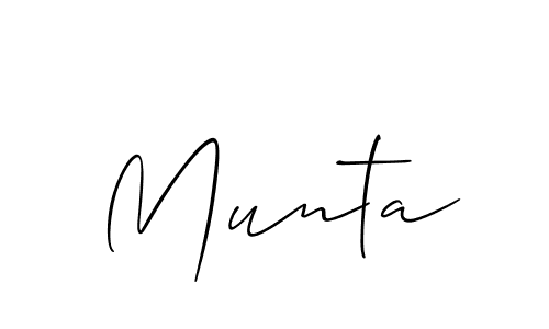 Create a beautiful signature design for name Munta. With this signature (Allison_Script) fonts, you can make a handwritten signature for free. Munta signature style 2 images and pictures png