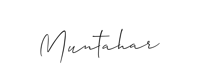 Create a beautiful signature design for name Muntahar. With this signature (Allison_Script) fonts, you can make a handwritten signature for free. Muntahar signature style 2 images and pictures png