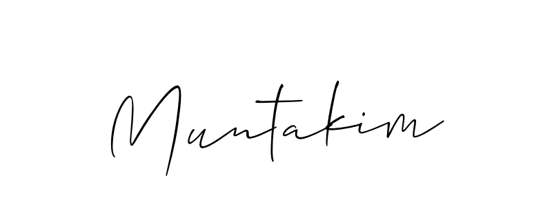 Design your own signature with our free online signature maker. With this signature software, you can create a handwritten (Allison_Script) signature for name Muntakim. Muntakim signature style 2 images and pictures png