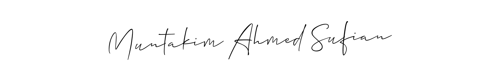 Make a beautiful signature design for name Muntakim Ahmed Sufian. With this signature (Allison_Script) style, you can create a handwritten signature for free. Muntakim Ahmed Sufian signature style 2 images and pictures png