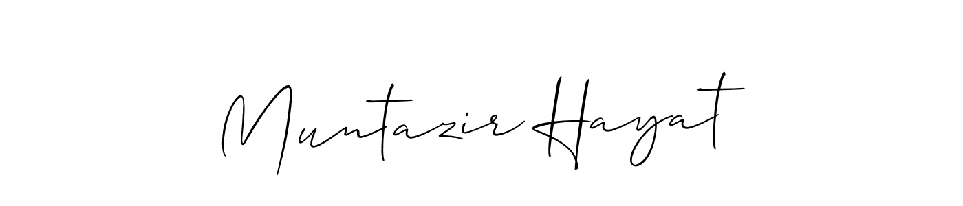 Use a signature maker to create a handwritten signature online. With this signature software, you can design (Allison_Script) your own signature for name Muntazir Hayat. Muntazir Hayat signature style 2 images and pictures png