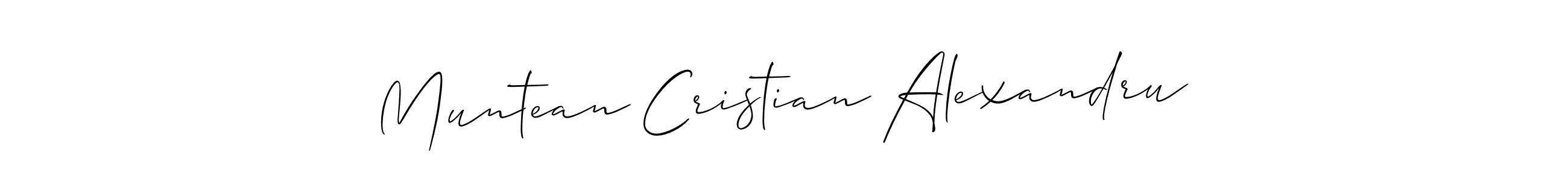 The best way (Allison_Script) to make a short signature is to pick only two or three words in your name. The name Muntean Cristian Alexandru include a total of six letters. For converting this name. Muntean Cristian Alexandru signature style 2 images and pictures png