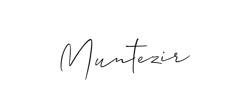 Design your own signature with our free online signature maker. With this signature software, you can create a handwritten (Allison_Script) signature for name Muntezir. Muntezir signature style 2 images and pictures png