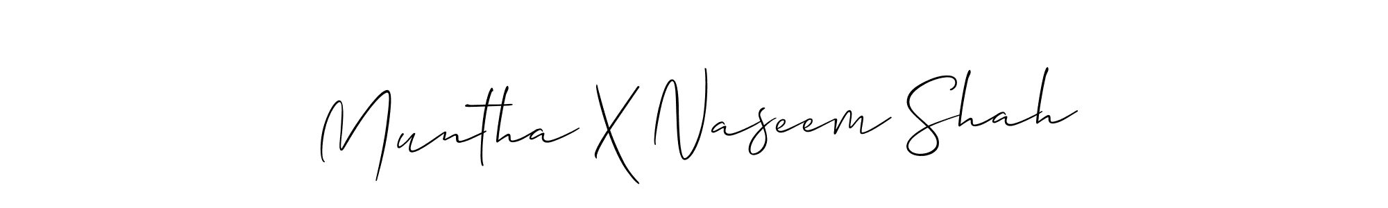 if you are searching for the best signature style for your name Muntha X Naseem Shah. so please give up your signature search. here we have designed multiple signature styles  using Allison_Script. Muntha X Naseem Shah signature style 2 images and pictures png