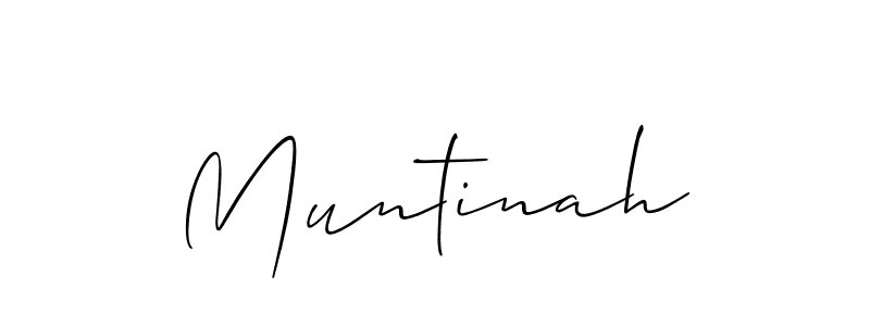 Use a signature maker to create a handwritten signature online. With this signature software, you can design (Allison_Script) your own signature for name Muntinah. Muntinah signature style 2 images and pictures png