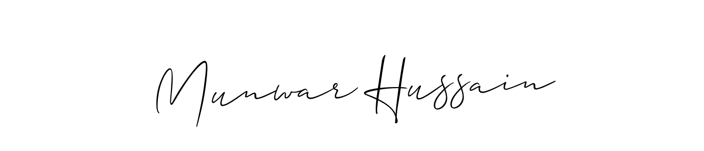 Make a beautiful signature design for name Munwar Hussain. With this signature (Allison_Script) style, you can create a handwritten signature for free. Munwar Hussain signature style 2 images and pictures png