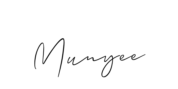 The best way (Allison_Script) to make a short signature is to pick only two or three words in your name. The name Munyee include a total of six letters. For converting this name. Munyee signature style 2 images and pictures png