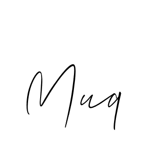The best way (Allison_Script) to make a short signature is to pick only two or three words in your name. The name Muq include a total of six letters. For converting this name. Muq signature style 2 images and pictures png