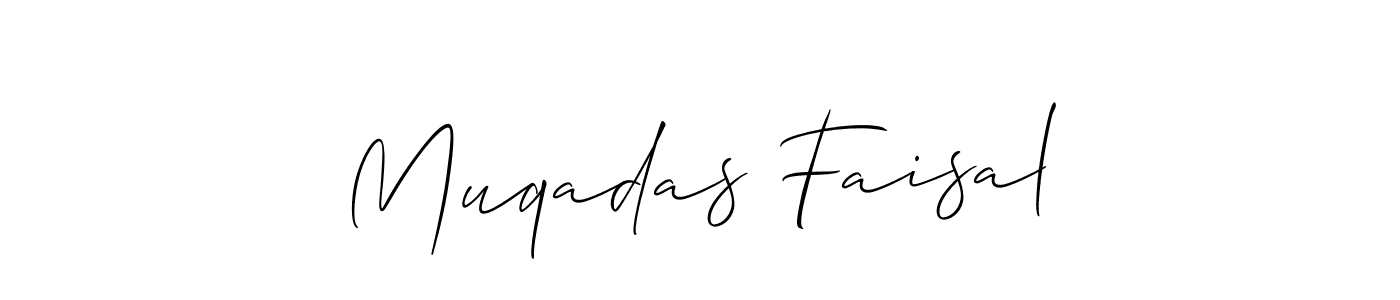 Allison_Script is a professional signature style that is perfect for those who want to add a touch of class to their signature. It is also a great choice for those who want to make their signature more unique. Get Muqadas Faisal name to fancy signature for free. Muqadas Faisal signature style 2 images and pictures png