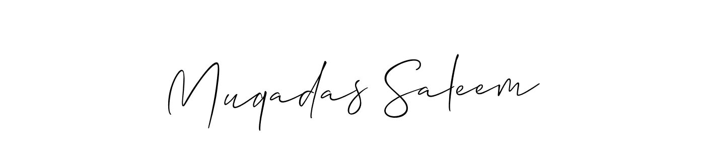 Also You can easily find your signature by using the search form. We will create Muqadas Saleem name handwritten signature images for you free of cost using Allison_Script sign style. Muqadas Saleem signature style 2 images and pictures png