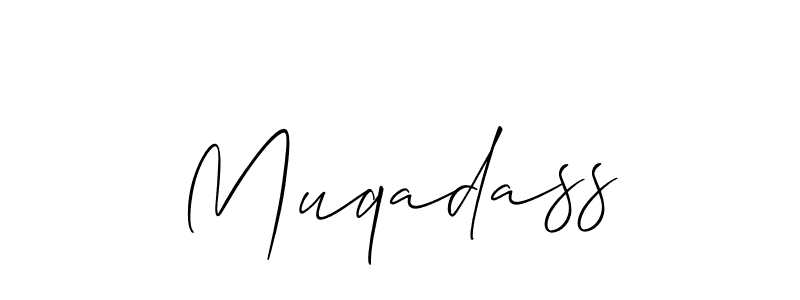 Make a beautiful signature design for name Muqadass. With this signature (Allison_Script) style, you can create a handwritten signature for free. Muqadass signature style 2 images and pictures png