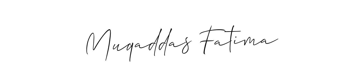 The best way (Allison_Script) to make a short signature is to pick only two or three words in your name. The name Muqaddas Fatima include a total of six letters. For converting this name. Muqaddas Fatima signature style 2 images and pictures png