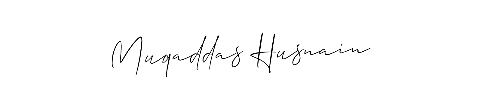How to make Muqaddas Husnain signature? Allison_Script is a professional autograph style. Create handwritten signature for Muqaddas Husnain name. Muqaddas Husnain signature style 2 images and pictures png