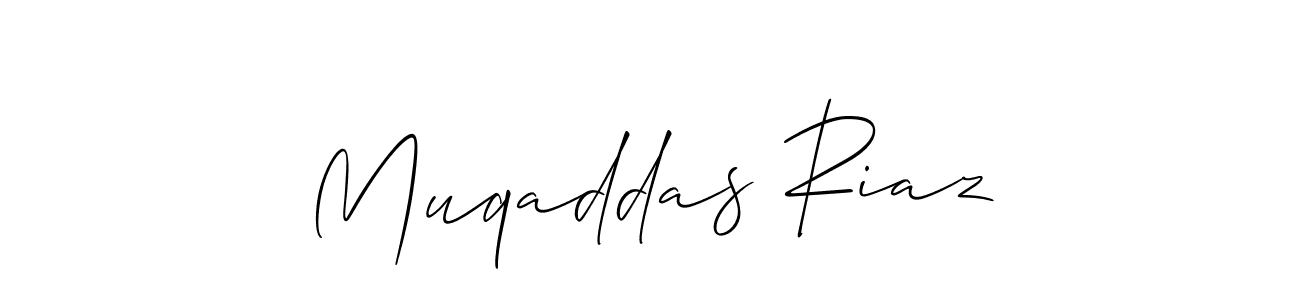 Design your own signature with our free online signature maker. With this signature software, you can create a handwritten (Allison_Script) signature for name Muqaddas Riaz. Muqaddas Riaz signature style 2 images and pictures png