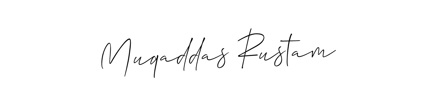 This is the best signature style for the Muqaddas Rustam name. Also you like these signature font (Allison_Script). Mix name signature. Muqaddas Rustam signature style 2 images and pictures png