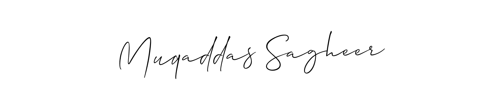 if you are searching for the best signature style for your name Muqaddas Sagheer. so please give up your signature search. here we have designed multiple signature styles  using Allison_Script. Muqaddas Sagheer signature style 2 images and pictures png