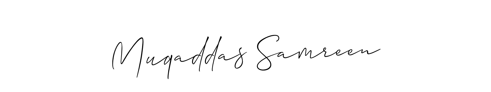 See photos of Muqaddas Samreen official signature by Spectra . Check more albums & portfolios. Read reviews & check more about Allison_Script font. Muqaddas Samreen signature style 2 images and pictures png