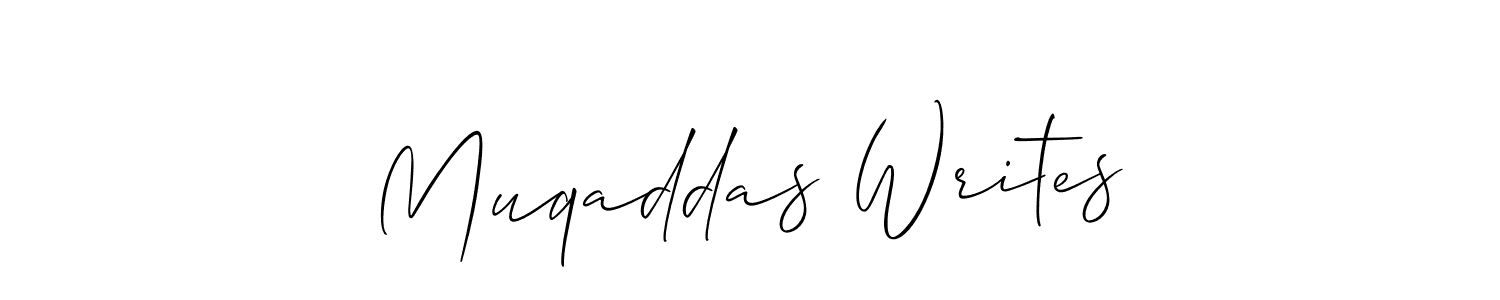 Make a beautiful signature design for name Muqaddas Writes. With this signature (Allison_Script) style, you can create a handwritten signature for free. Muqaddas Writes signature style 2 images and pictures png