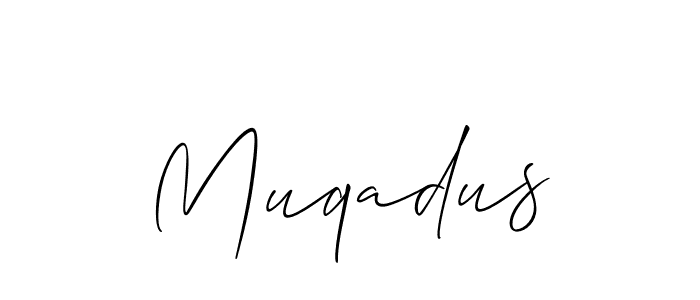 Use a signature maker to create a handwritten signature online. With this signature software, you can design (Allison_Script) your own signature for name Muqadus. Muqadus signature style 2 images and pictures png
