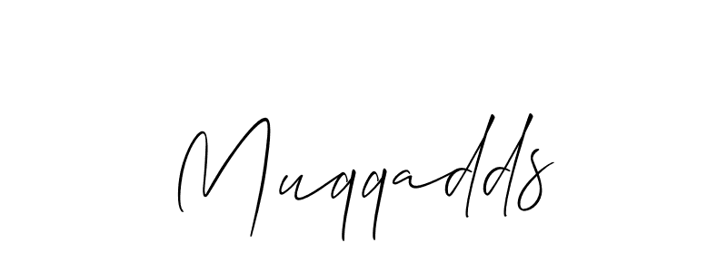 How to Draw Muqqadds signature style? Allison_Script is a latest design signature styles for name Muqqadds. Muqqadds signature style 2 images and pictures png