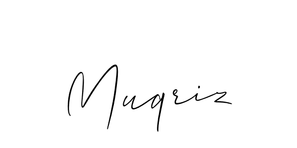 Create a beautiful signature design for name Muqriz. With this signature (Allison_Script) fonts, you can make a handwritten signature for free. Muqriz signature style 2 images and pictures png