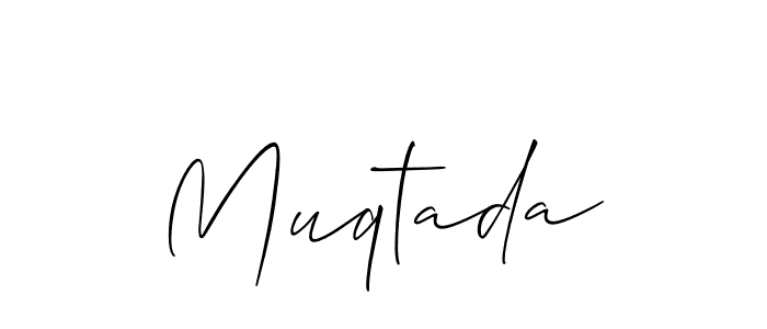 if you are searching for the best signature style for your name Muqtada. so please give up your signature search. here we have designed multiple signature styles  using Allison_Script. Muqtada signature style 2 images and pictures png