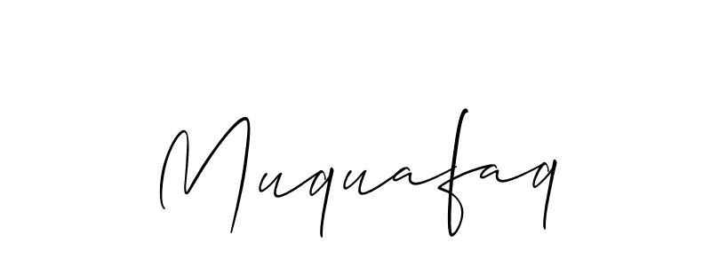 Use a signature maker to create a handwritten signature online. With this signature software, you can design (Allison_Script) your own signature for name Muquafaq. Muquafaq signature style 2 images and pictures png