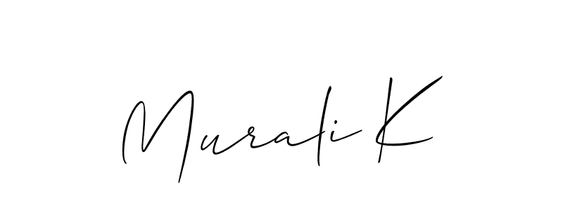 Design your own signature with our free online signature maker. With this signature software, you can create a handwritten (Allison_Script) signature for name Murali K. Murali K signature style 2 images and pictures png