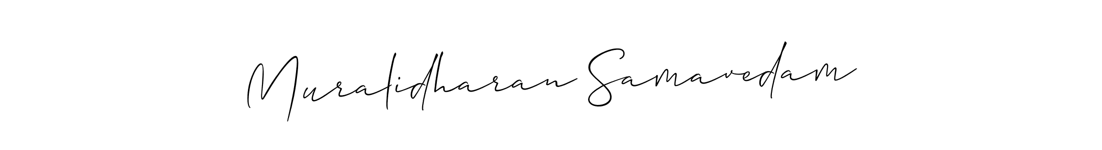 Allison_Script is a professional signature style that is perfect for those who want to add a touch of class to their signature. It is also a great choice for those who want to make their signature more unique. Get Muralidharan Samavedam name to fancy signature for free. Muralidharan Samavedam signature style 2 images and pictures png