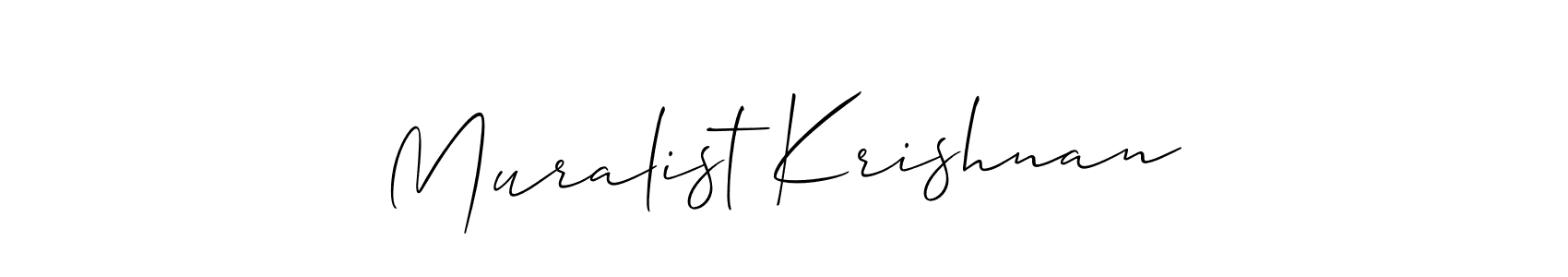 It looks lik you need a new signature style for name Muralist Krishnan. Design unique handwritten (Allison_Script) signature with our free signature maker in just a few clicks. Muralist Krishnan signature style 2 images and pictures png