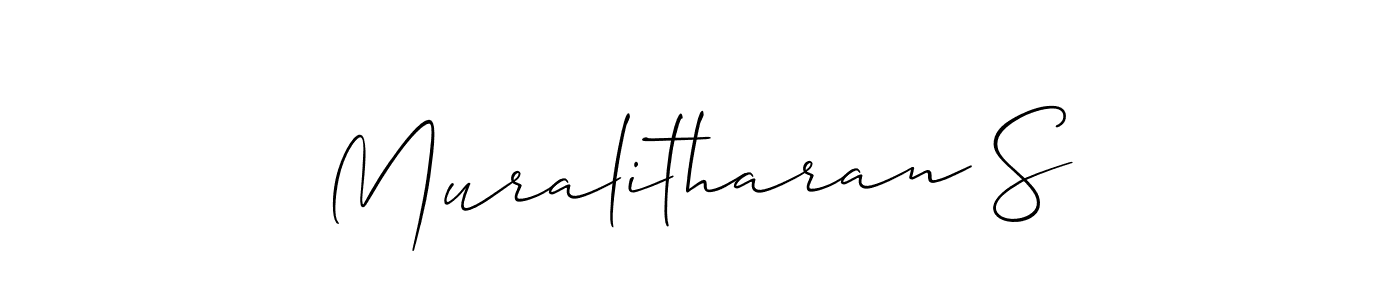 Design your own signature with our free online signature maker. With this signature software, you can create a handwritten (Allison_Script) signature for name Muralitharan S. Muralitharan S signature style 2 images and pictures png