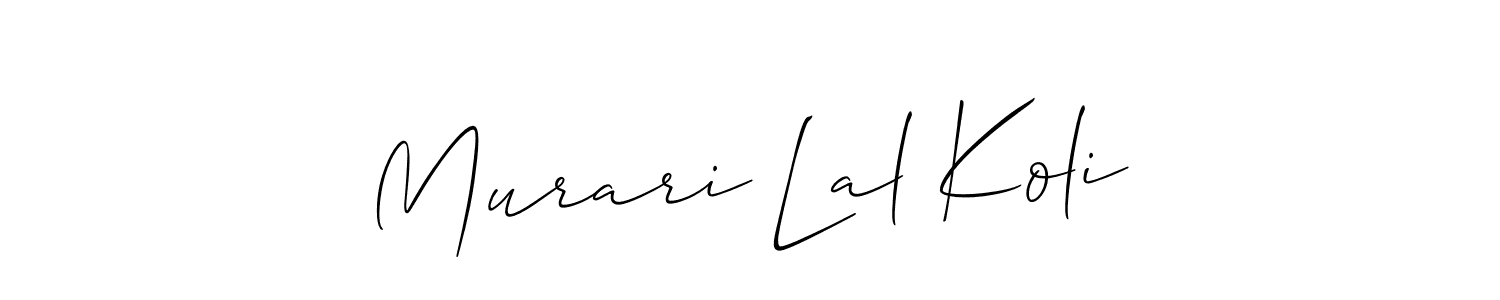 Make a short Murari Lal Koli signature style. Manage your documents anywhere anytime using Allison_Script. Create and add eSignatures, submit forms, share and send files easily. Murari Lal Koli signature style 2 images and pictures png