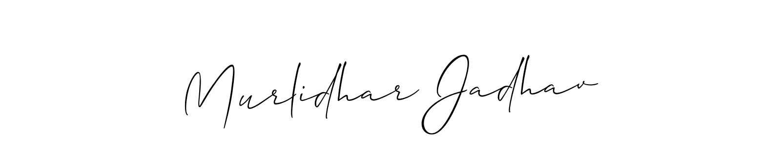 Allison_Script is a professional signature style that is perfect for those who want to add a touch of class to their signature. It is also a great choice for those who want to make their signature more unique. Get Murlidhar Jadhav name to fancy signature for free. Murlidhar Jadhav signature style 2 images and pictures png